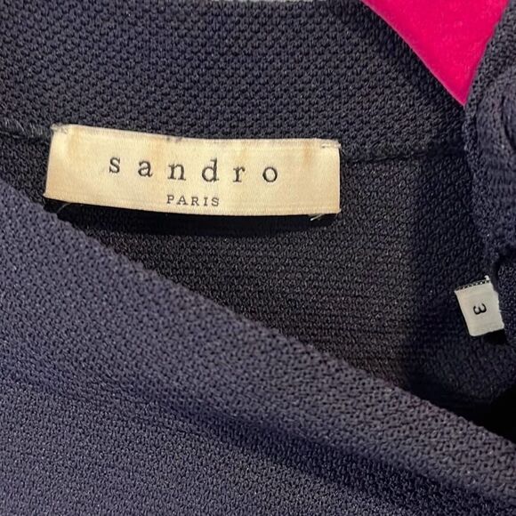 Sandro navy, blue and white “Rayana” high neck dress by 3/L - Picture 4 of 5